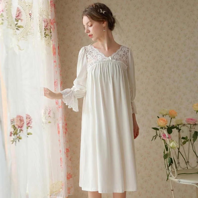 Roseheart Women Homewear Sexy Sleepwear Night Dress Lace Nightwear Luxury Nightgown Female Gown Robes Plus Size Nightdress