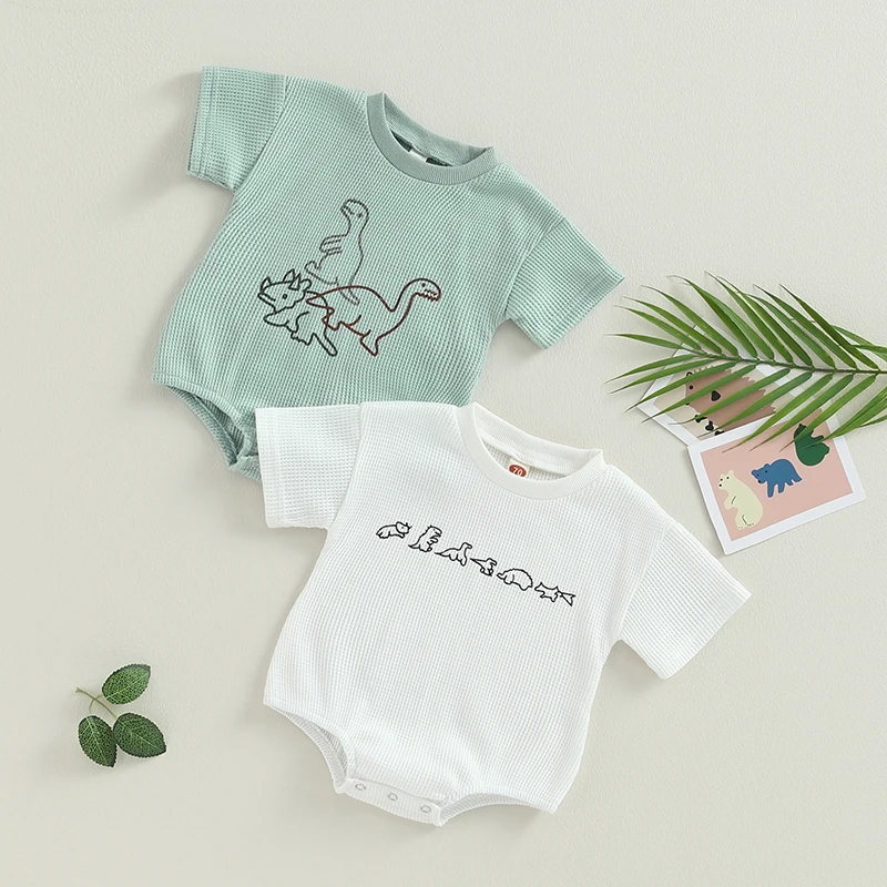 

Комбинезон вафельный с коротким рукавом и круглым вырезом для младенцев 0-24 мес., 2023-05-30