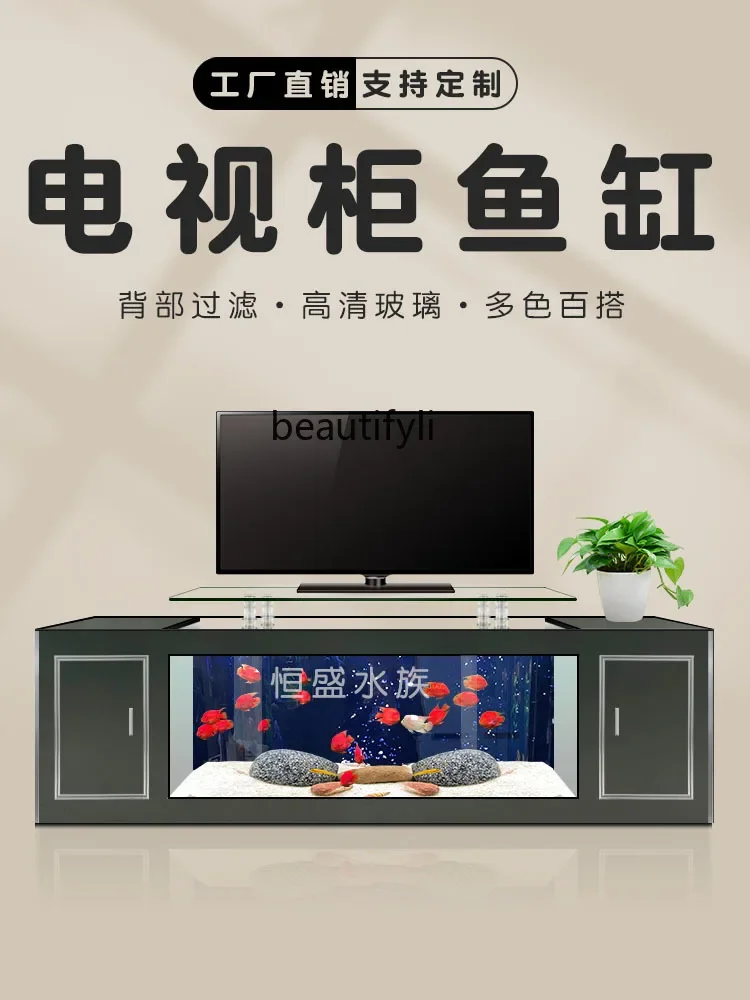 ТВ-шкаф аквариум для гостиной напольный до потолка большой экологичный