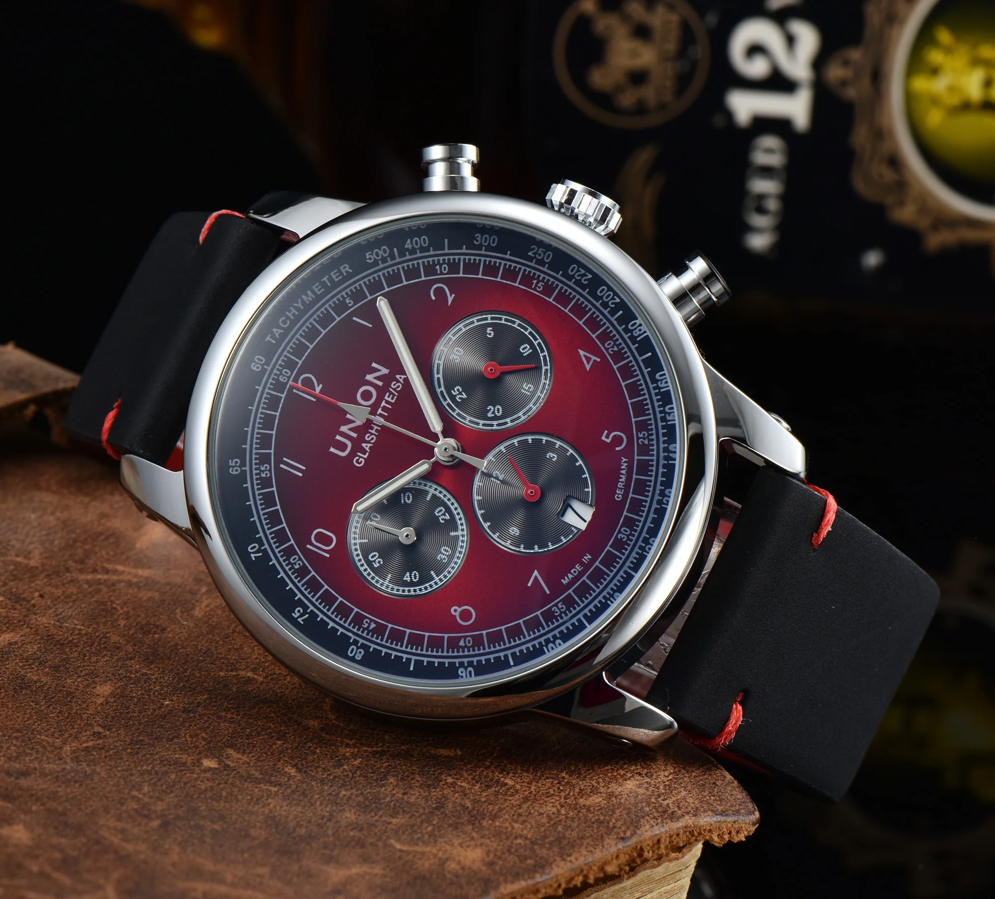Часы наручные UNION GLASHUTTESA мужские спортивные водонепроницаемые с бесплатной