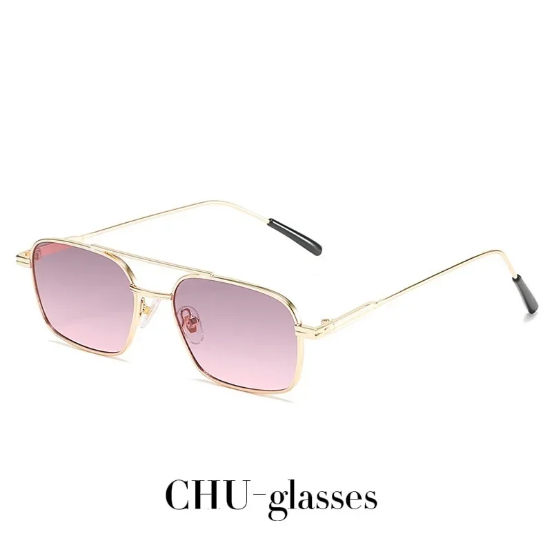 Винтажные металлические солнцезащитные очки с градиентным закатом и двойными