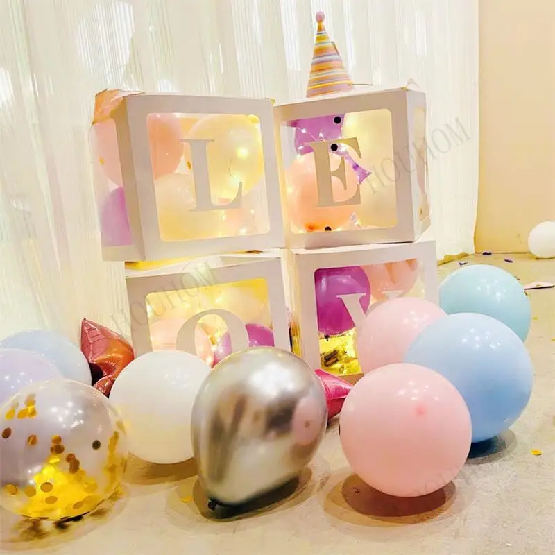 

Customize Letter Transparent Name BabyShower Balloon Box Kids Boy Girl 1st Birthday Party Decoration Baby Shower Wedding Decor