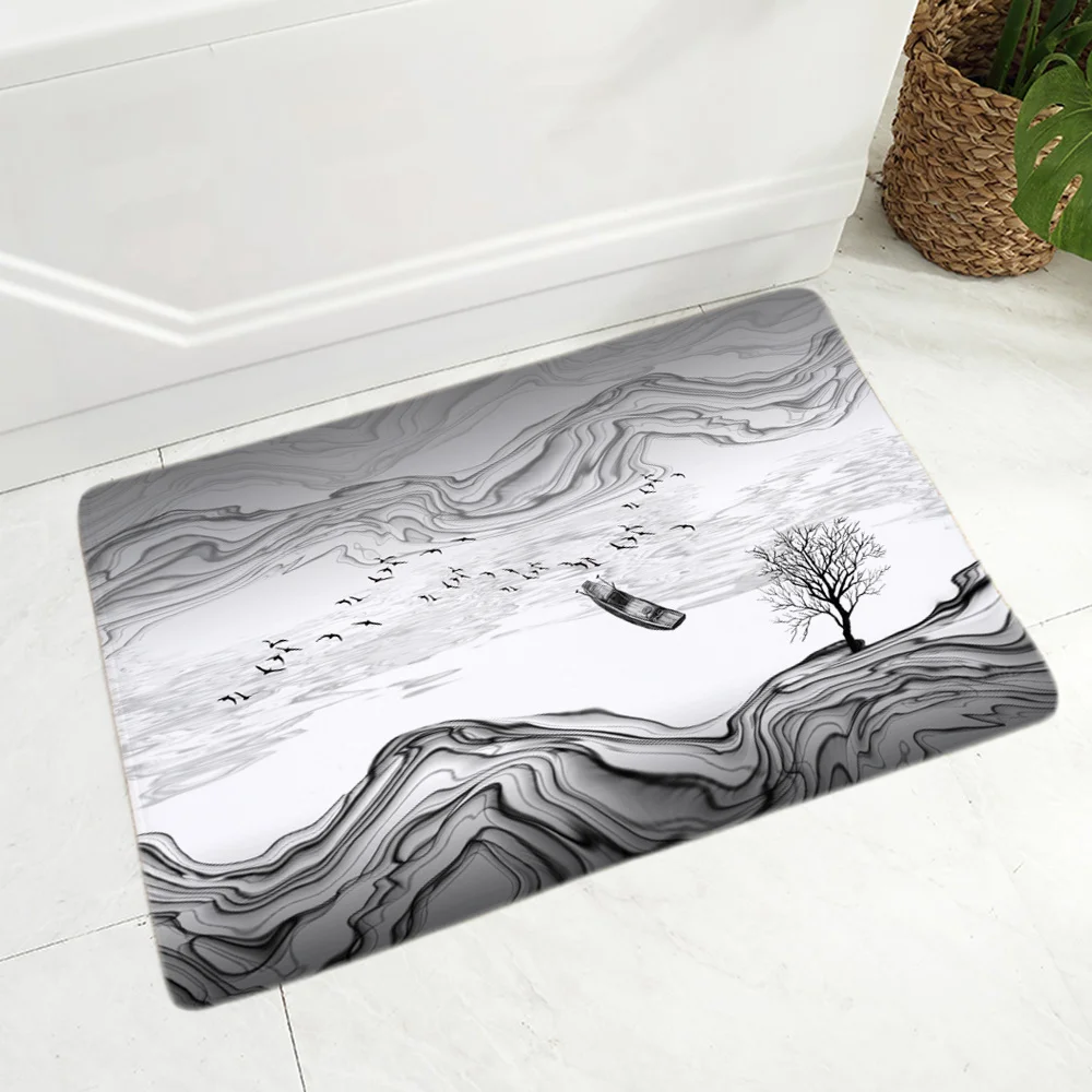 

Kitchen Floor Doormat Hallway Bathroom Mat Carpet Soft Anti Slip 3D Rug Coffee table Chinese Ink Prayer Rug Area Rugs Parlor Mat