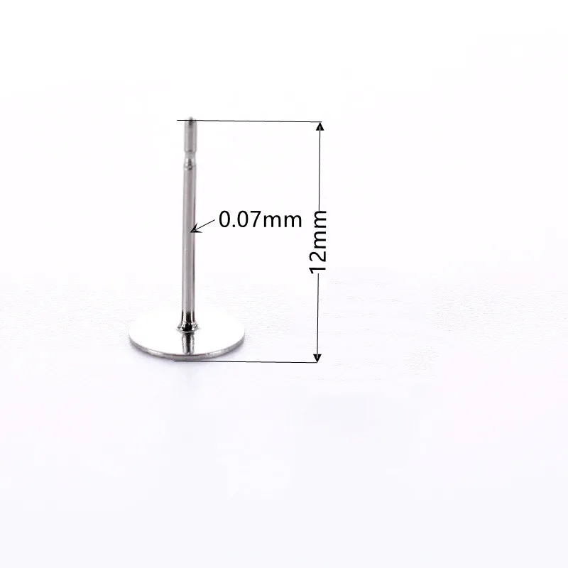 100pcs/lot 3 4 5 6 8 10 12mm FStainless Steel Blank Post Earring Studs Base Pins Flat Round Ear Supplies for DIY Jewelry Finding