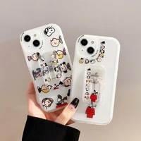 anime snoopy phone cases for iphone 13 12 11 pro max xr xs max 8 x 7 se 2020 couple cartoon transparent anti drop tpu soft cover