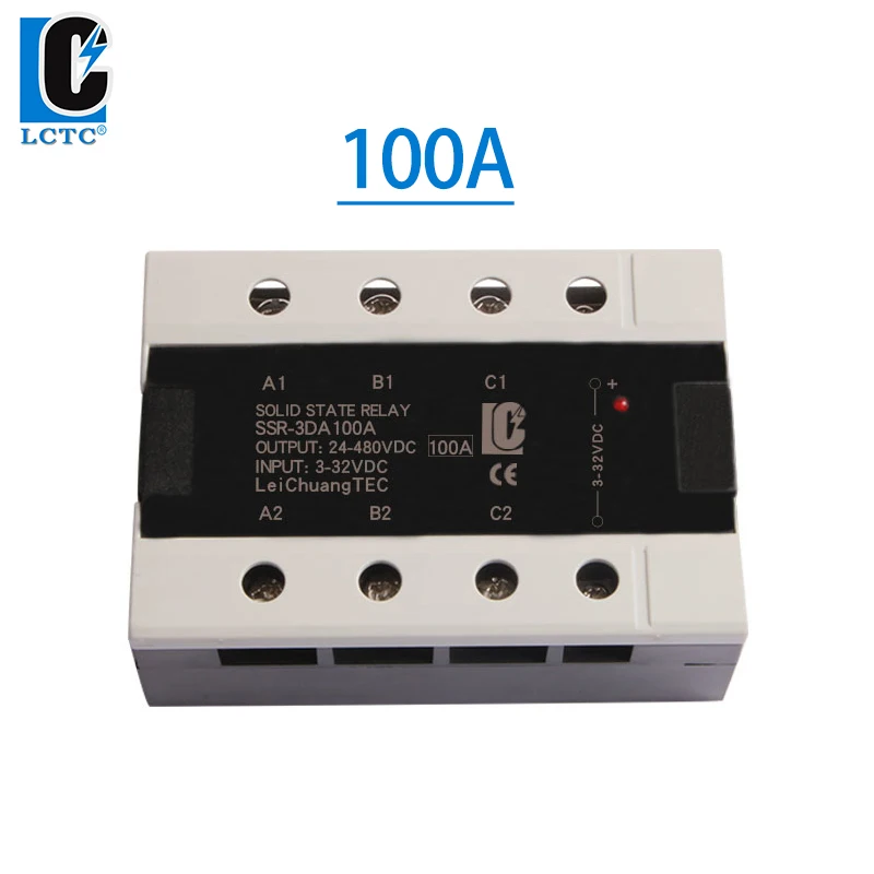 

Трехфазное твердотельное реле LeiChuang TEC 100А постоянного тока в переменный ток