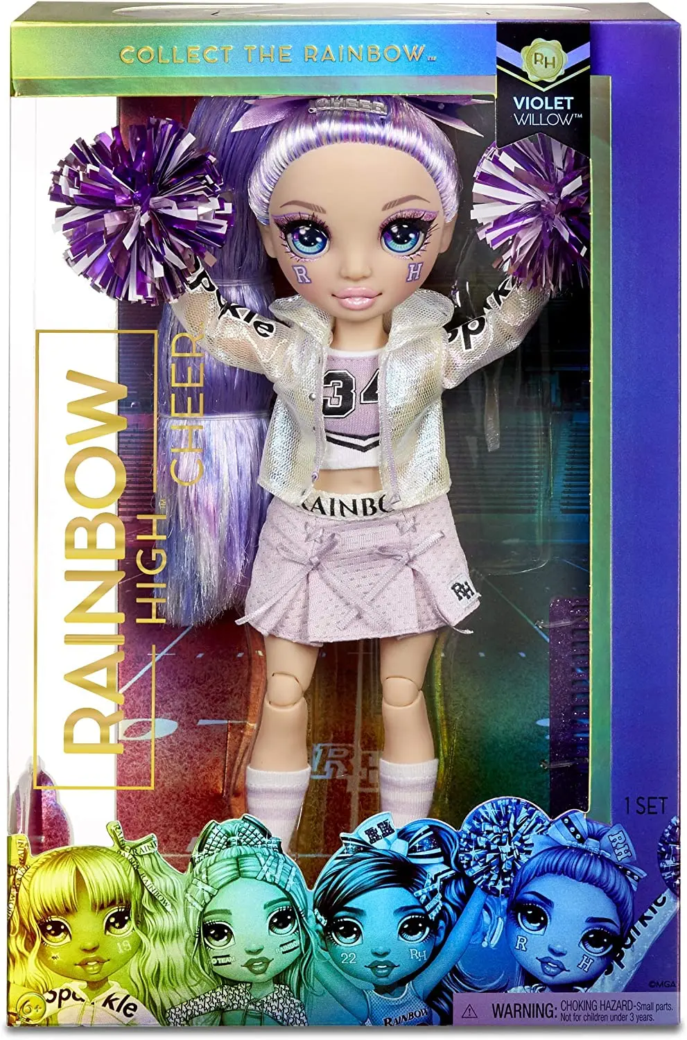Модная фиолетовая чарлидинг-кукла Rainbow High Cheer ива с помпонами и аксессуарами для