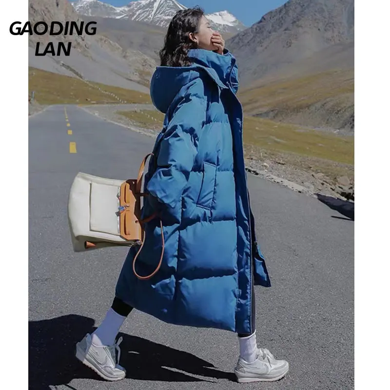 

Winter Women Long Sleeve Solid Color Thicken Warm Parkas Plus Long Zipper OutWear Large Size Coat Versatile Hooded Cotton Padded