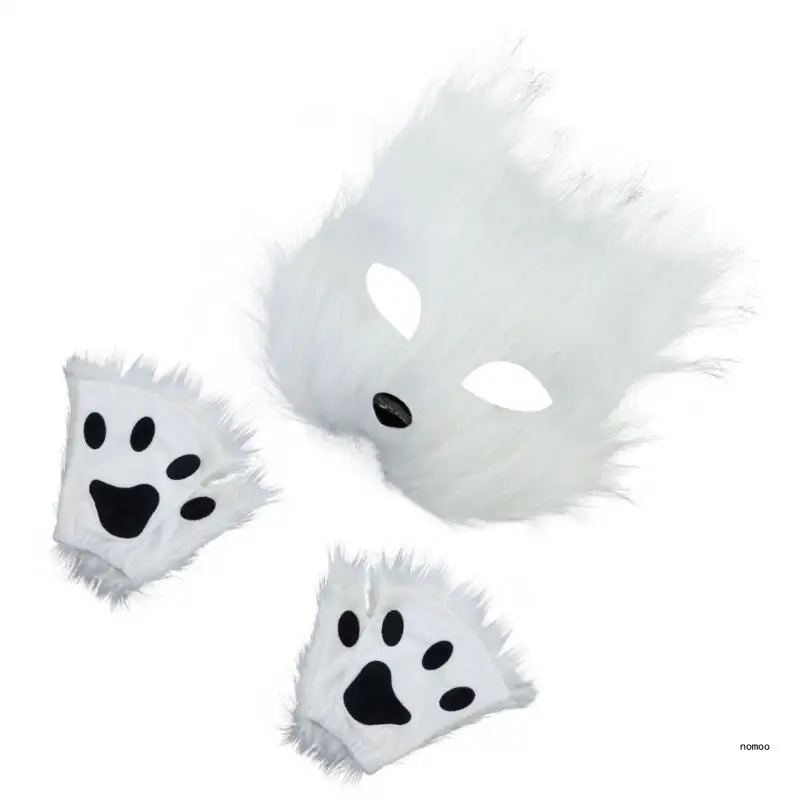 Маска Therians и перчатки с лапами для женщин девочек нечеткие кошки лисы маска волка