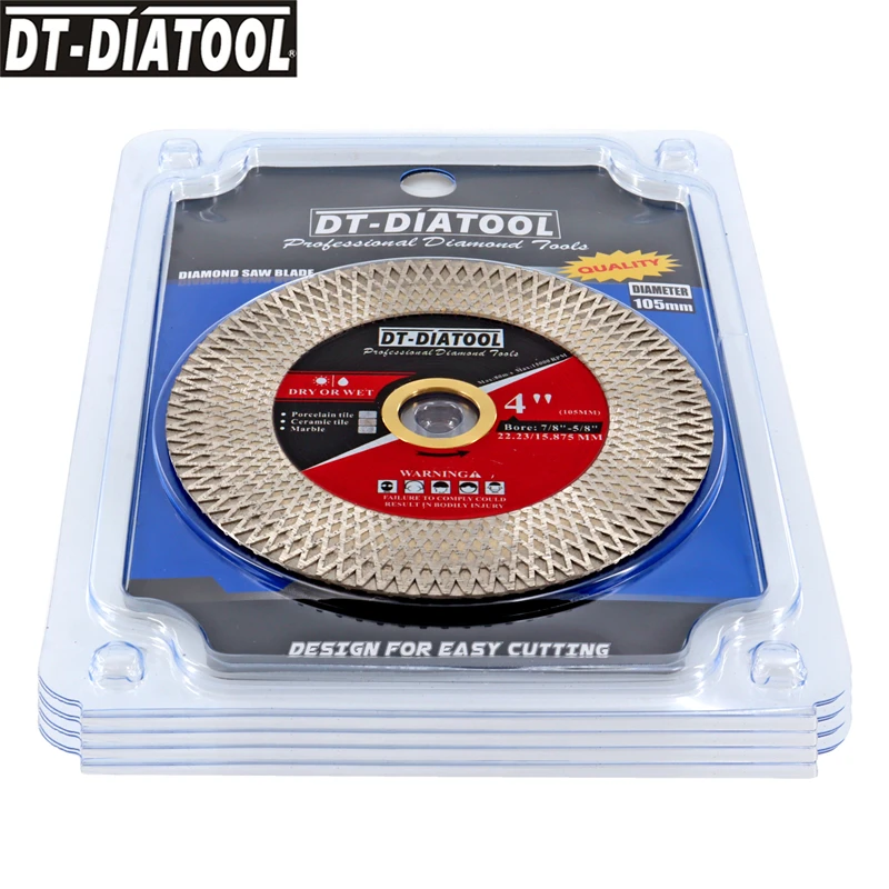 DT-Diatool 5pcs Dia105mm Cutting Grinding Disc Diamond Dry For Tile Porcelain Ceramic Marble Grit60/70 Angle Grinder Saw Blades