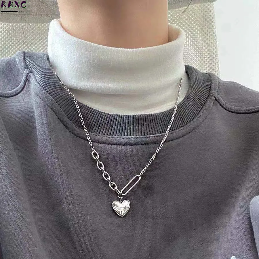 

Rbxc Japan and South Korea Love Pendant Necklace Women Ins Fashion Hip Hop Punk Sweater Chain Cool Wind Necklace Women