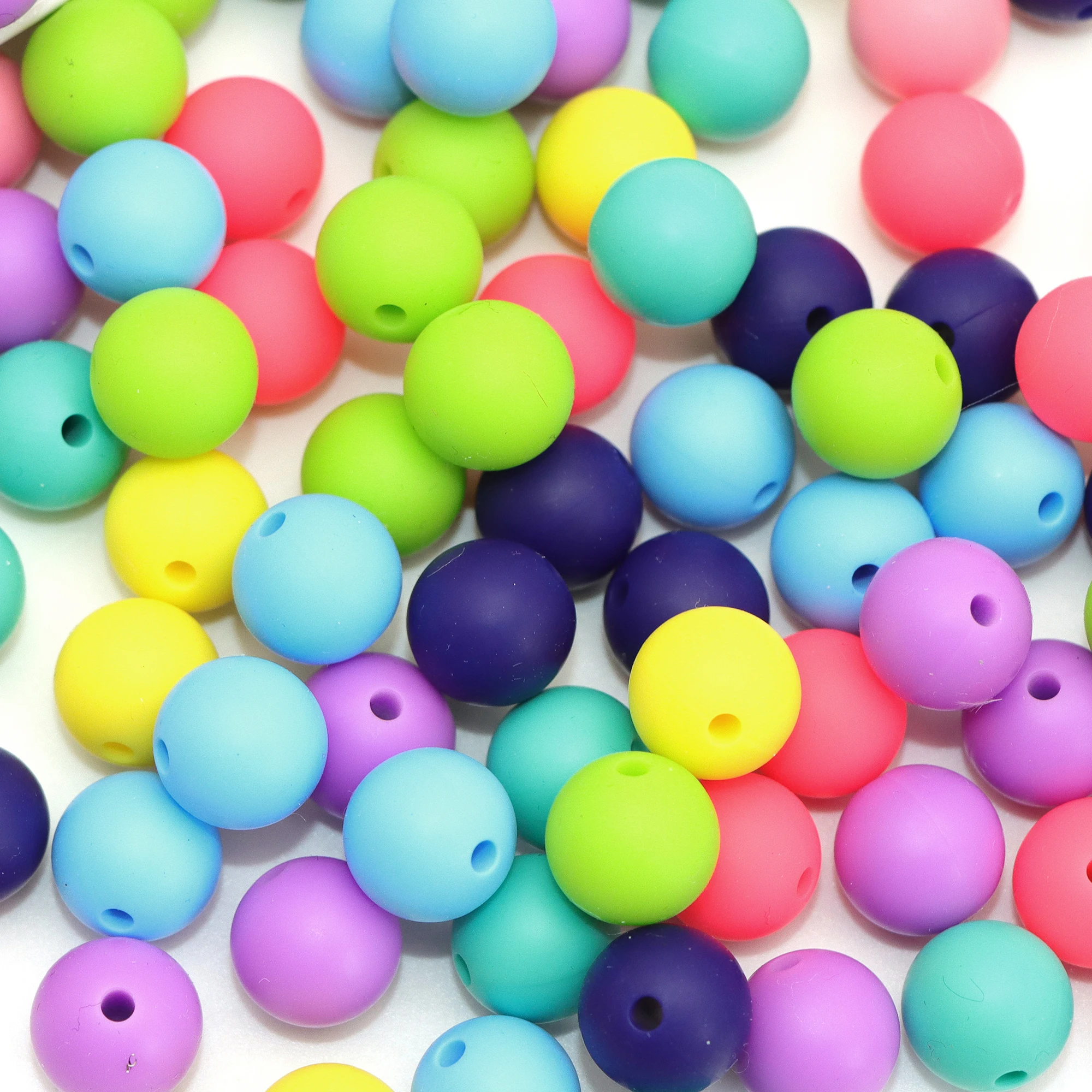 

15mm 100 pcs/set,5 pcs/style Silicone Beads DIY Teethers Round Nipple Holder Pacifier Chain Teething Beads Bracelet Key Chain