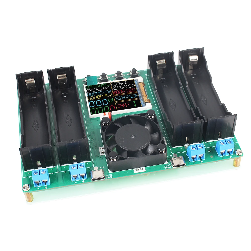 Цифровой двухпортовый вход Type-C 5 В 18650 тестер емкости литиевой батареи 4-канальный