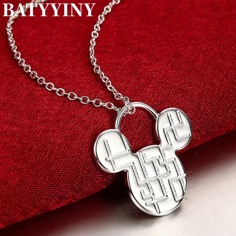 

BATYYINY 925 Sterling Silver Cute Mickey Pendant Necklaces For Women Silver Chain Necklaces Fashion Jewelry Gift