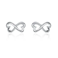trend bow knot shape earrings silver 925 jewelry fashion women wedding party christmas gift stud earrings accessories
