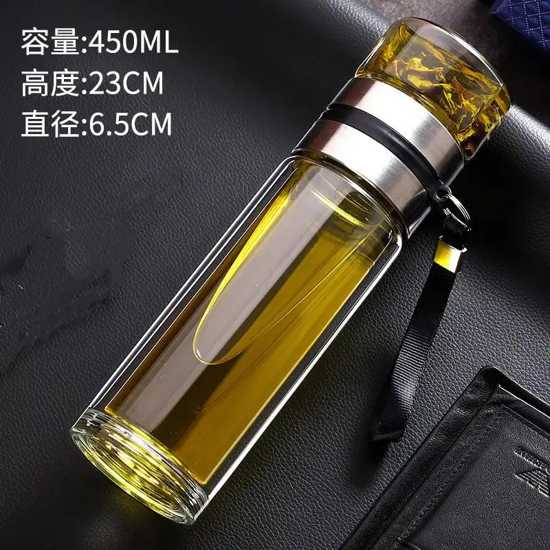 

Бутылка для воды для чая, из боросиликатного стекла, двухслойная чашка для воды, инфузионный стакан бутылка для питьевой воды с фильтром для чая