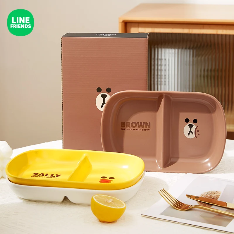 Kawaii 11Inch Beown Cony Sally Line Friends Fruit Dividing Plate Ceramic Split Breakfast Bowl Children's Fat Reducing - купить по