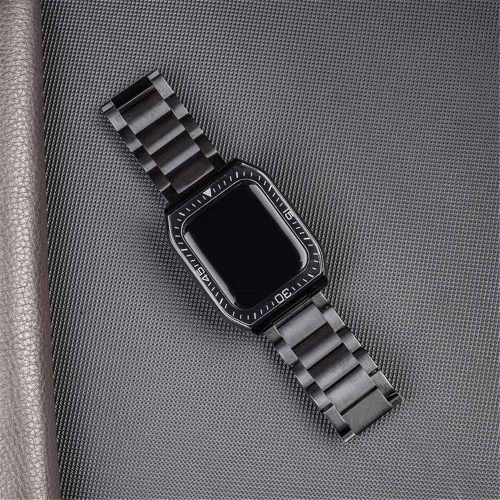 Для Apple Watch Series 9 8 7 6 5 4 SE набор из нержавеющей стали AP Mod защитный чехол ремешок