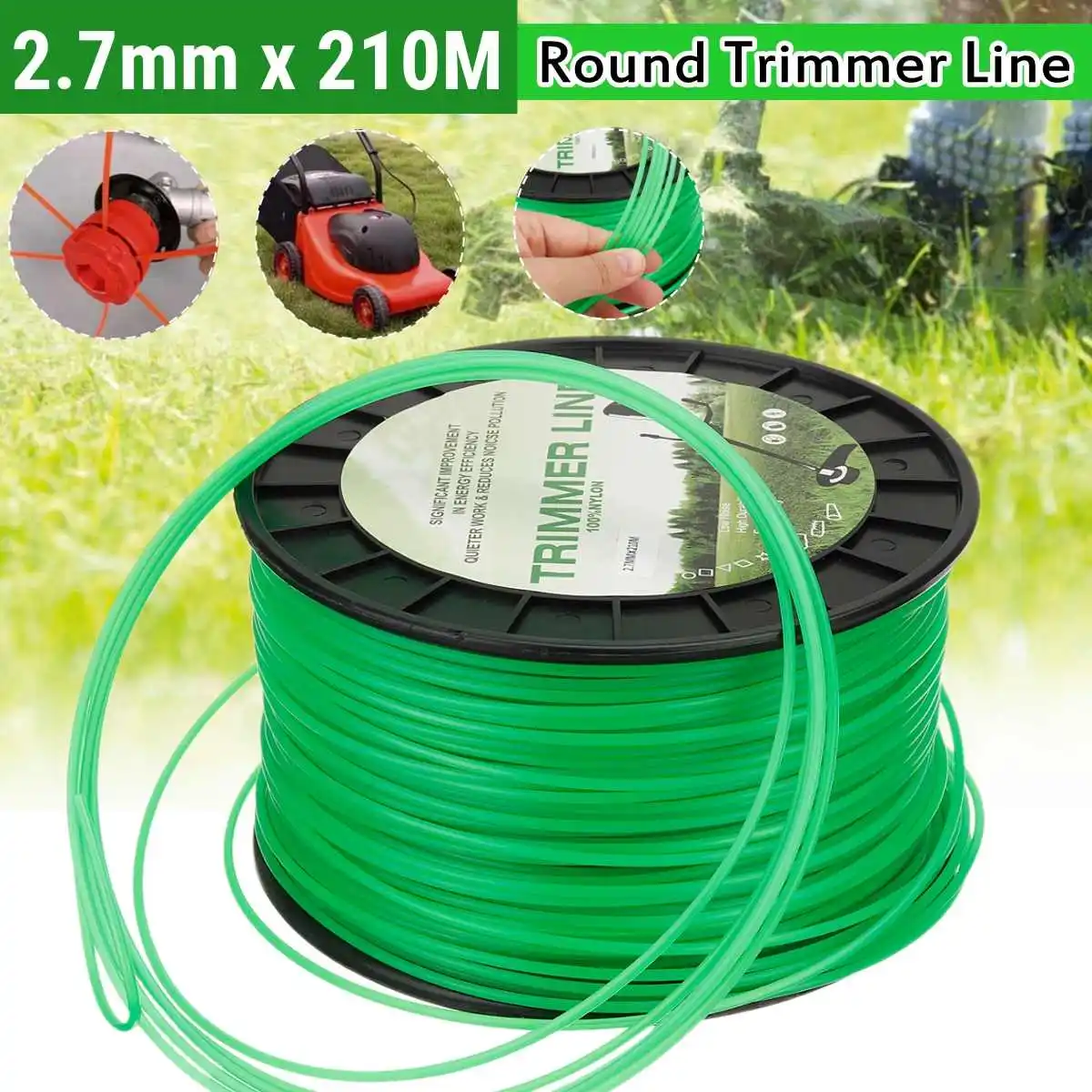 

Mowing Brush Mowing Lawn Wire Strimmer Accessory Line Nylon Grass Trimmer 210m*2.7mm Cutter Rope Mower