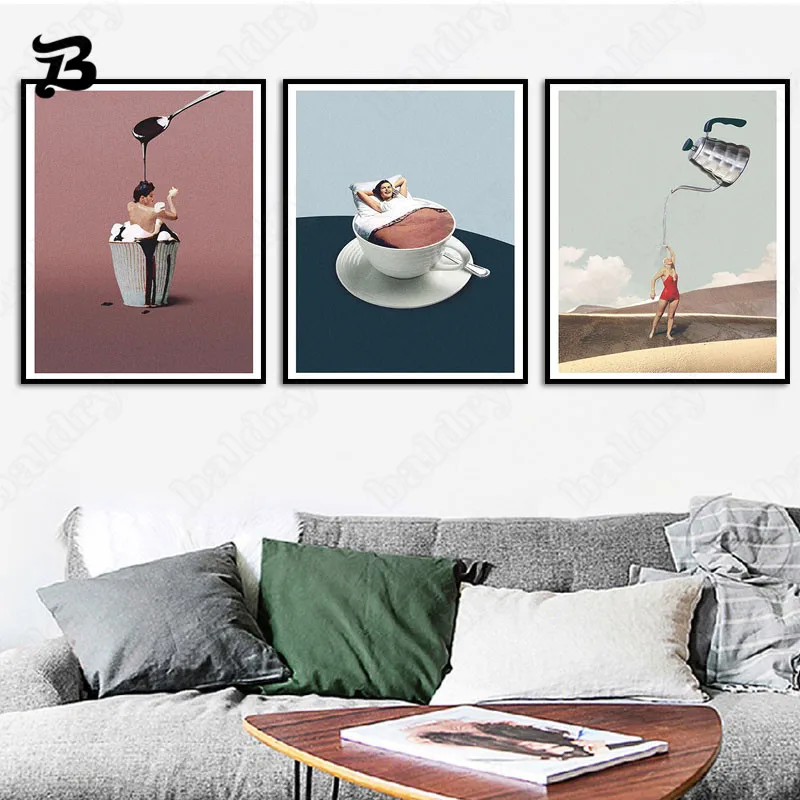 

Canvas Painting Maarten Lon Morning Rituals Cartoon Abstract Figure Wall Art Maarten Leon Poster Wall Pictures Home Wall Decor