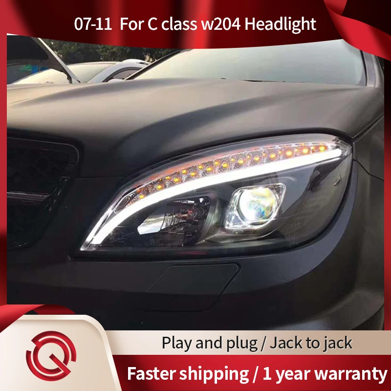 

Автомобильные аксессуары Фары для W204 C200 2007-2010 C300 C260 светодиодные DRL поворотный сигнал ангельские глазки передняя лампа проекционный объектив