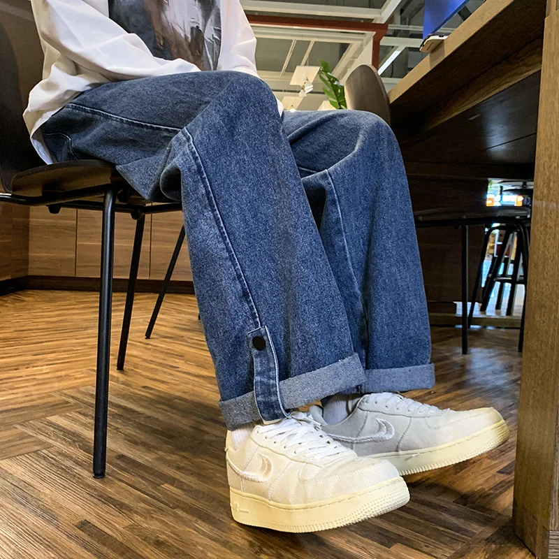 Blue Black Baggy Jeans Men Fashion Retro Straight Jeans Men Streetwear Hip-hop Loose Denim Pants Mens Trousers Large Size M-5XL