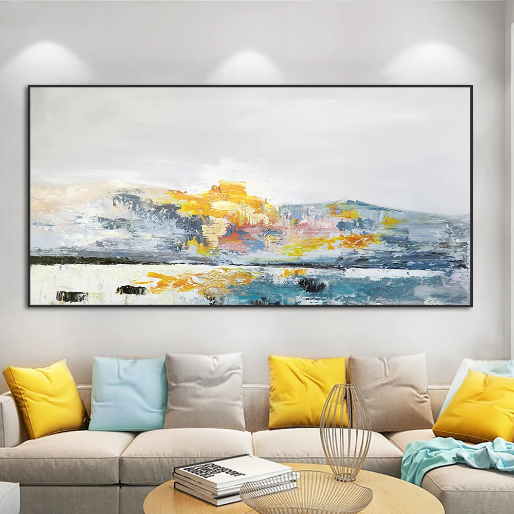 

Modern Landscape Canvas Oil Painting Prints Colourful Artwork Mountain Abstract Wall Art Poster Pictures Living Room Decoration