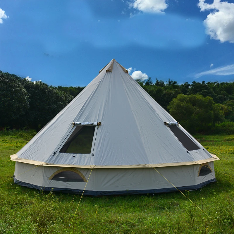 

6-10Persons Glaming Luxury Mongolia Yurt Family Travel Hiking Antistorm Outdoor Camping Castle Tent Silver Coated UV Function