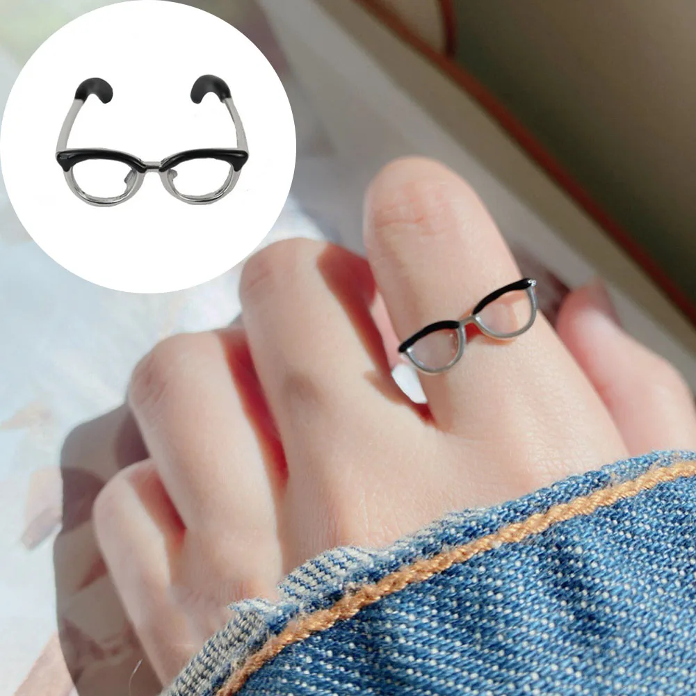 

1pcs Creative Glasses Rings For Women Men Statement Adjustable Rings For Lovers Jewelry Couple Ring Best Friend Gift