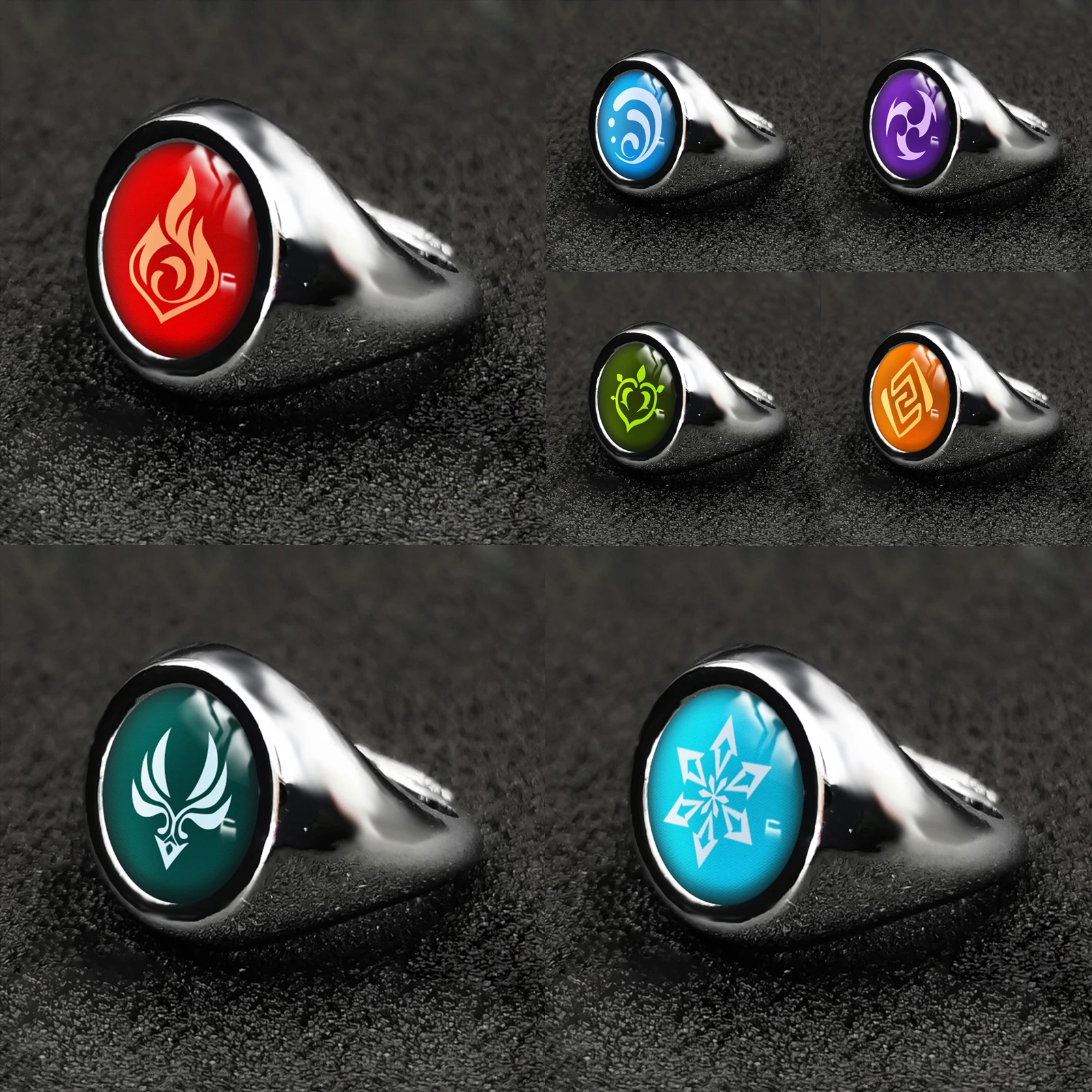 Кольцо Аниме Genshin Impact Ring Косплей Eye of God металлические Пальцы для взрослых