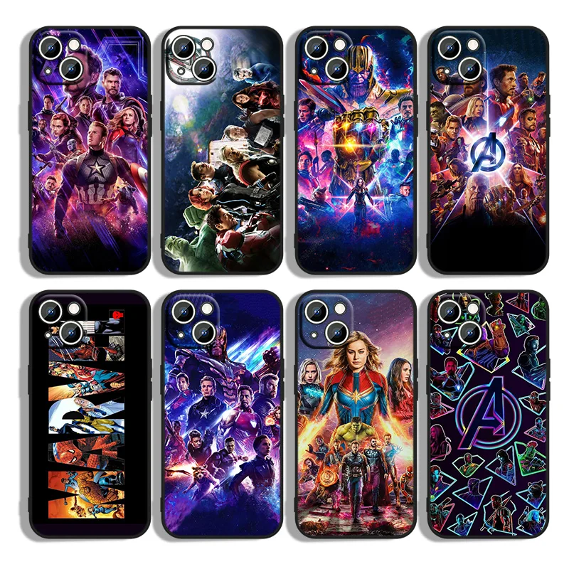 

Marvel Avengers For iPhone 13 12 mini 11 XS Pro Max XR X 8 7 6S 6 Plus 5 5S SE 2020 Black Phone Case Cover Capa