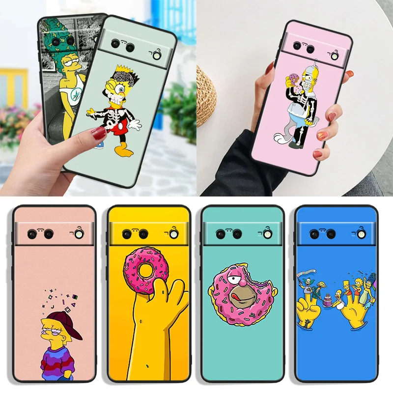 

The Simpsons Shockproof Cover for Google Pixel 7 6a 6 Pro 5 4 4A XL 5G Black Phone Case Shell Soft Fundas Capa