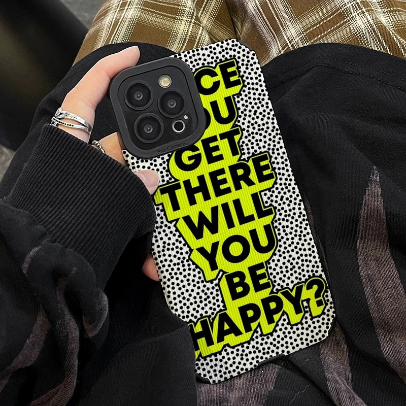 Cool Letter Black White Polka Dot Phone Case For iPhone 14 11 12 13 Pro Max MiNi X XR XS Max 6 7 8 Plus Creative Soft Back Cover