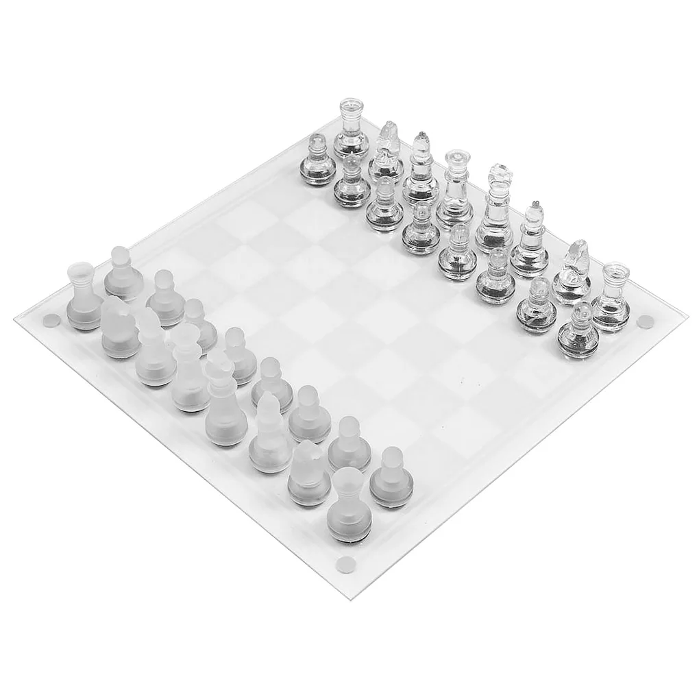 

Glass Chess Set with Board Chessboard Stress Relief Interactive Game Educational Supplies Birthday Gifts Centerpieces