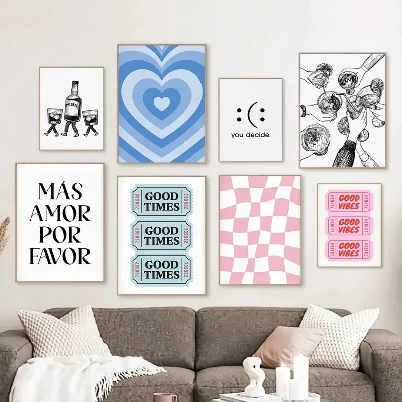 Абстрактное Искусство В Консервативном Стиле Розовое Мода Вино Холст Настенное