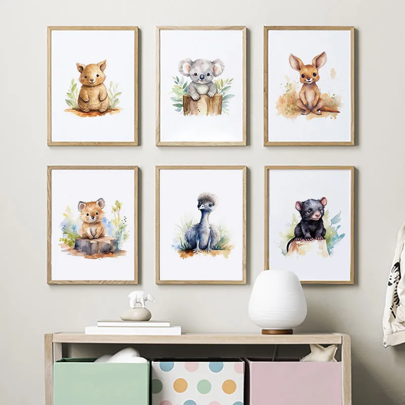 Милый Австралийский постеры с животными принтом Kangaroo Koala холст картина для