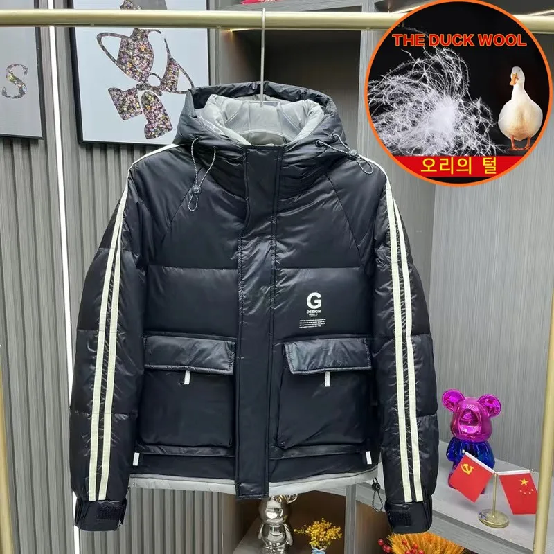 

Мужская куртка для гольфа, белый модный жилет на утином пуху, пальто для гольфа, Корейская Высококачественная теплая одежда для гольфа с капюшоном и утиными перьями
