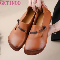 gktinoo 2022 fashion ethnic women shoes spring autumn single shoes genuine leather soft sole retro casual flat shoes platform