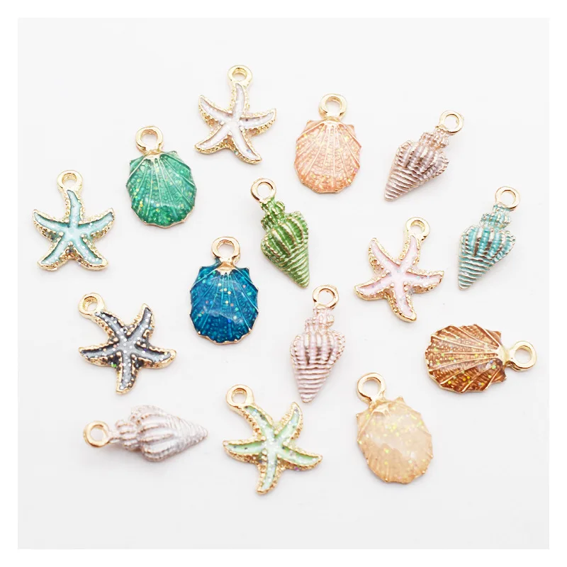 

Ocean Conch Shell Starfish Charms for Women Bracelet Diy Making Accessories Metal Earring Charms for Female Jewelry Gift