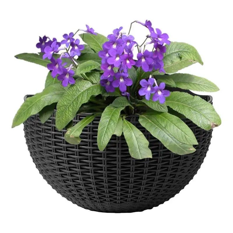 

Self Watering Solid Color Flower Pot Wall Hanging Resin Automatic Plastic Planter Durable For Garden Balcony With Hook Home Deco