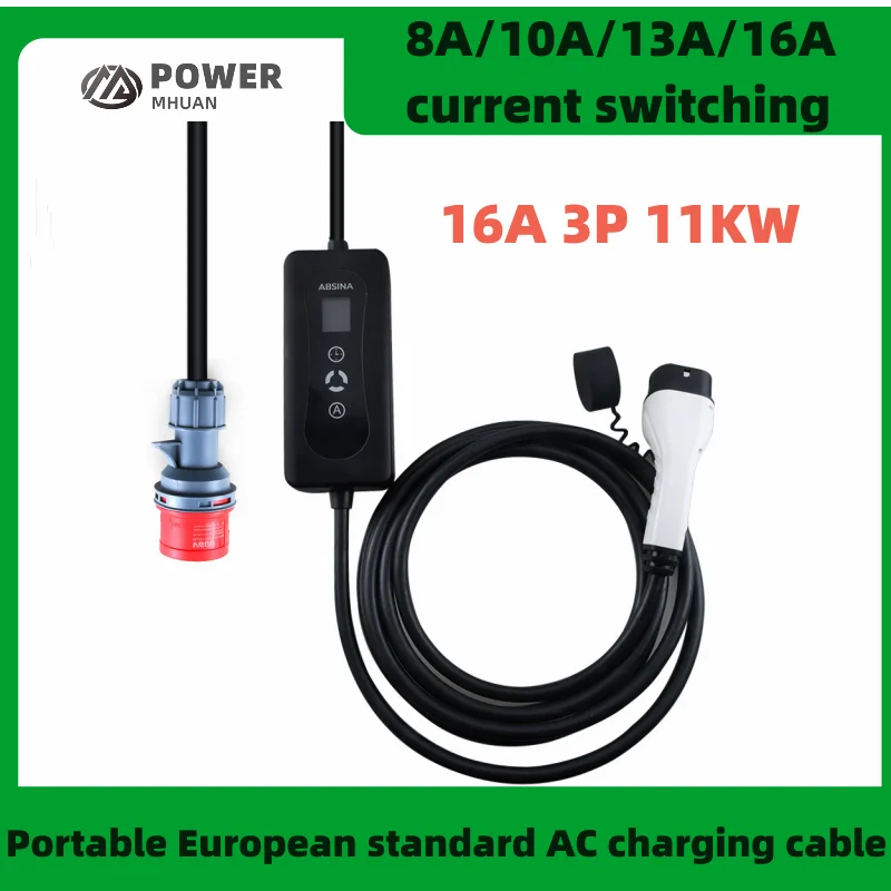 

Electric Car Charger Type 2 CEE Plug Level 2 16A 3 Phase EVSE 380V 11kW EV Fast Charging Mobile Wallbox 5m Cable 8A 10A 13A 16A