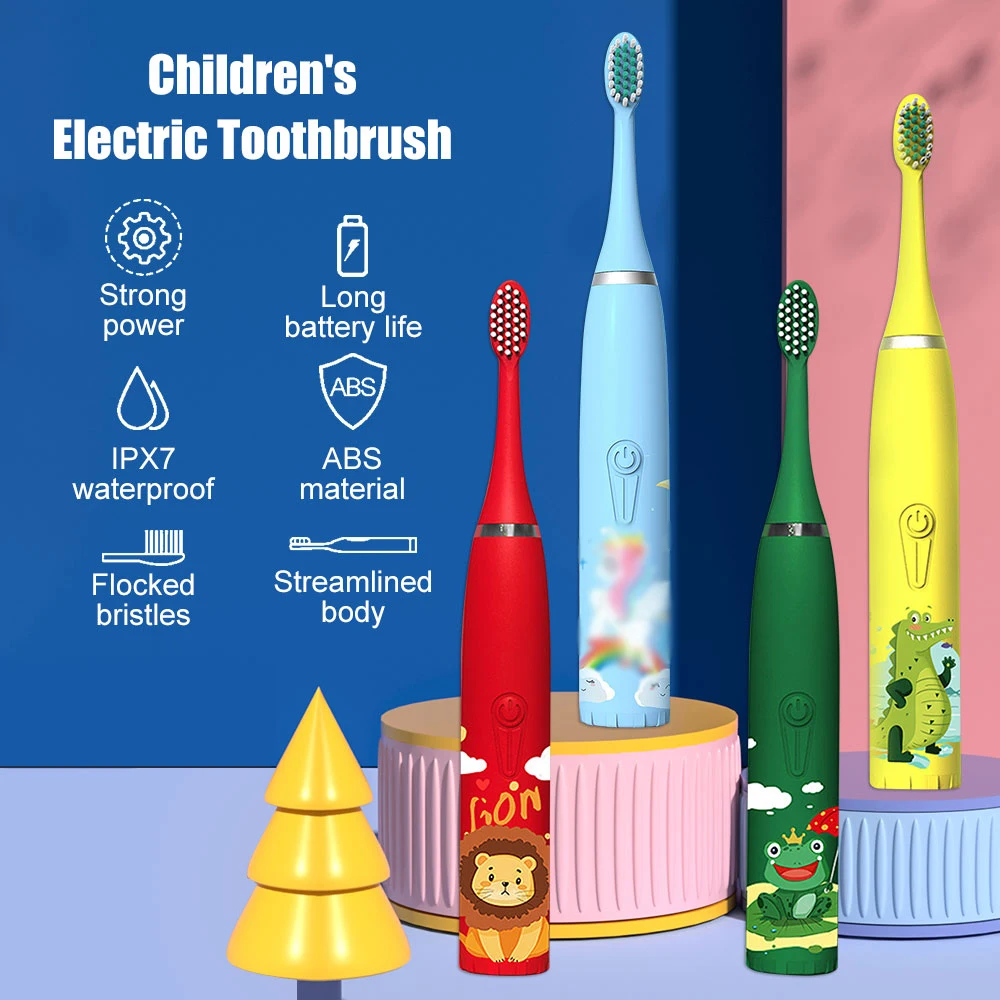 

Cartoon Electric Toothbrush For Kid Chlid USB Waterproof Timer with Replace Soft Bristle the Toothbrush Head Sonic Toothbrush