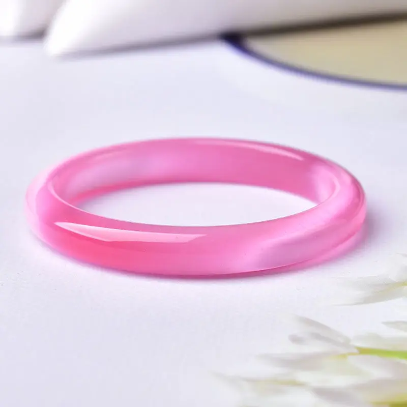 New Natural Pink Opal Bracelet Fashion Wide Genuine Women's Korean Simple