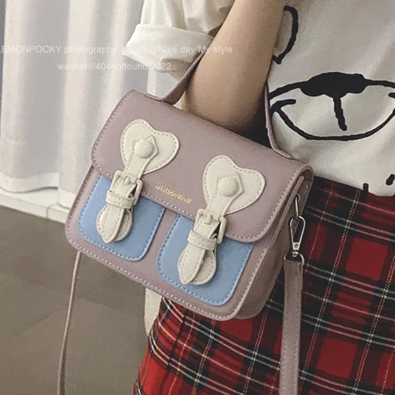

Sweet Shoulder Bag Women kawaii Macaron color Pu Leather Casual Cambridge Bag Elegant Japanese Style Designer Handbag