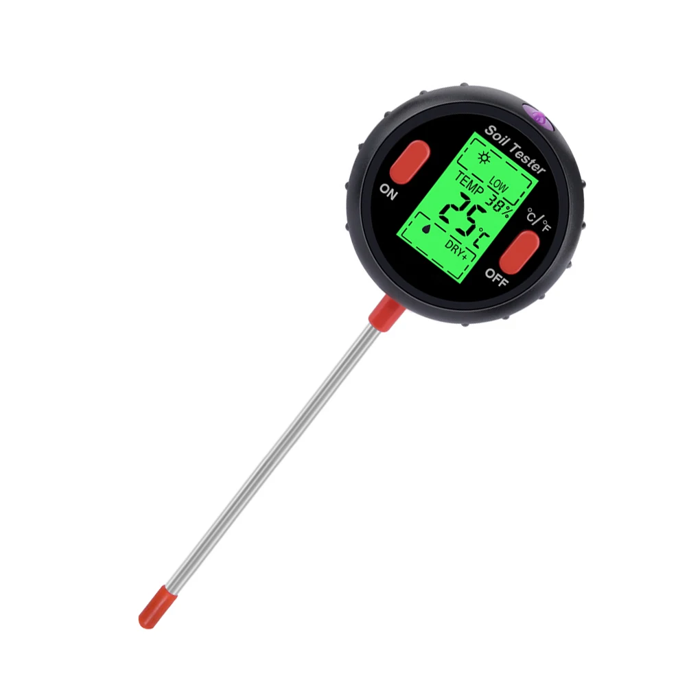 

Multifunctional Soil PH Meter Digital Display Temperature Moisture Tester 5-In-1 Garden Plant Seeding Sunlight Gauge