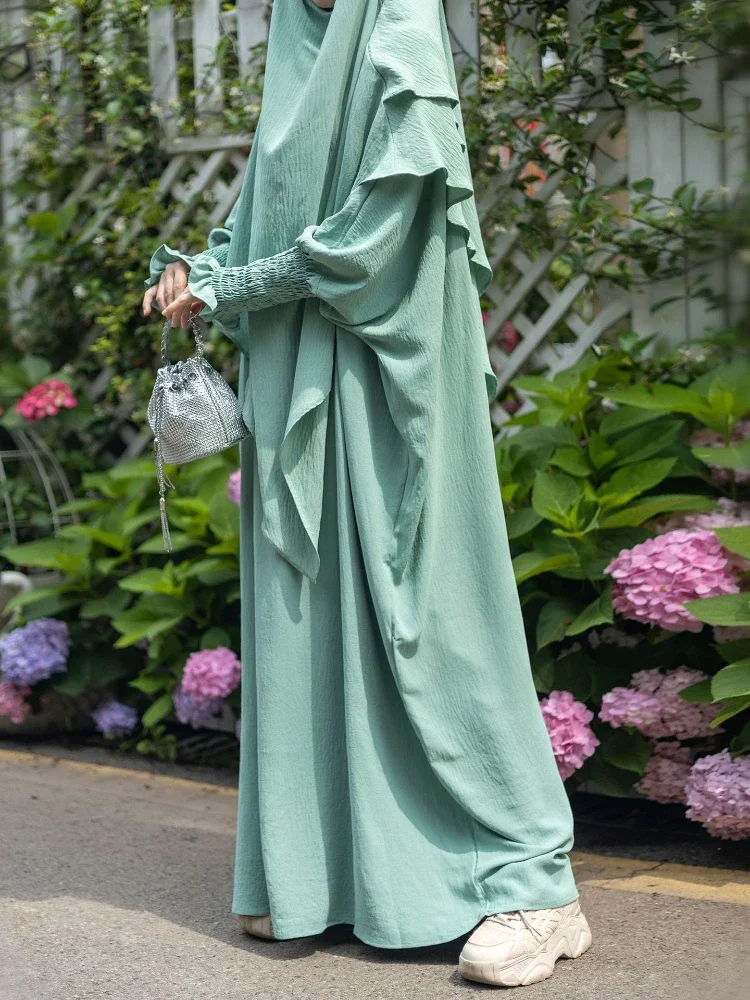 Ид Мусульманская женская Абая 2-слойная длинная химар с платьем 2-х предметный