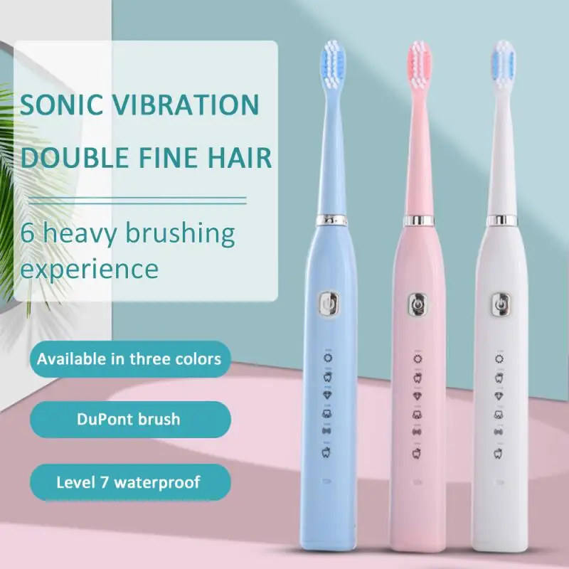 

Electric Toothbrush Six Gear USB Charging Soft Hair Waterproof Sound Wave Vibration Adult Couple Toothbrush Soft Whitening Tooth