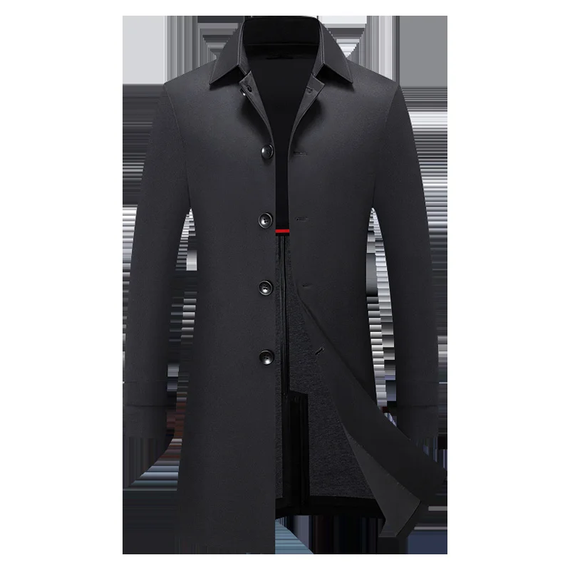 

Solid Men's Autumn Fashion Windbreaker Casual Black Overcoat Business Loose Long Coats Spring Outerwear Large Size Tops Clothing