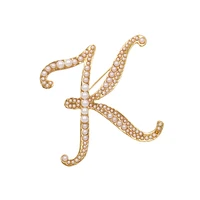 women alphabet brooches alloy english letter k imitation pearl brooch pins female jewelry clothing accessories