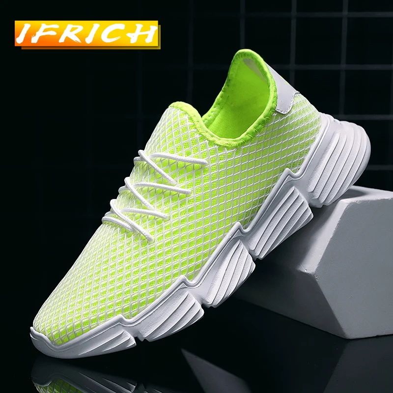

2022 New Man Running Shoes Yellow Green Sport Shoes Brand For Men Light Weight Man Jogging Shoes Soft Bottom Gym Men Shoes